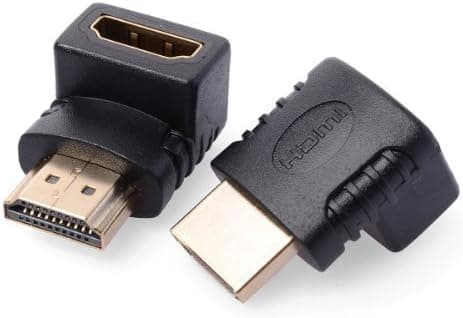 MythGeek 2 Pack High Speed 90 Degree Right Angle HDMI Male to Female Adapter Coupler Extender Gold Plated M-AV004