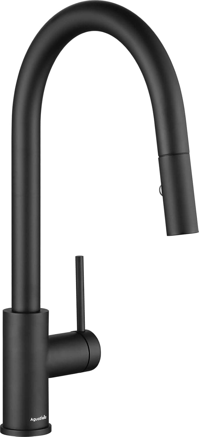AguaStella AS52MB Matte Black Kitchen Sink Faucet with Pull Down Sprayer Single Handle