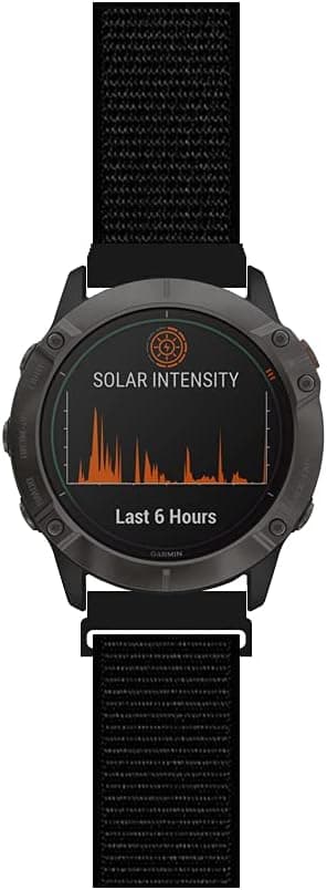 LeiOu Woven Nylon Strap Compatible with Garmin fenix 6X ProSapphireSolar Premium Multisport GPS Watch Band Sport Mesh Style Replacement Wristband 26 mm(10) Small, Dark Black, (26) Small (5.5-7.6)