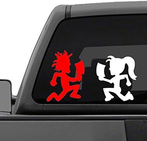 Signage Cafe Guy & Girl Psychopathic Records Pair - 4" Tall, Vinyl Decal - for Windows, Cars, Trucks, Tool Boxes, laptops and Tablets (Red, White)