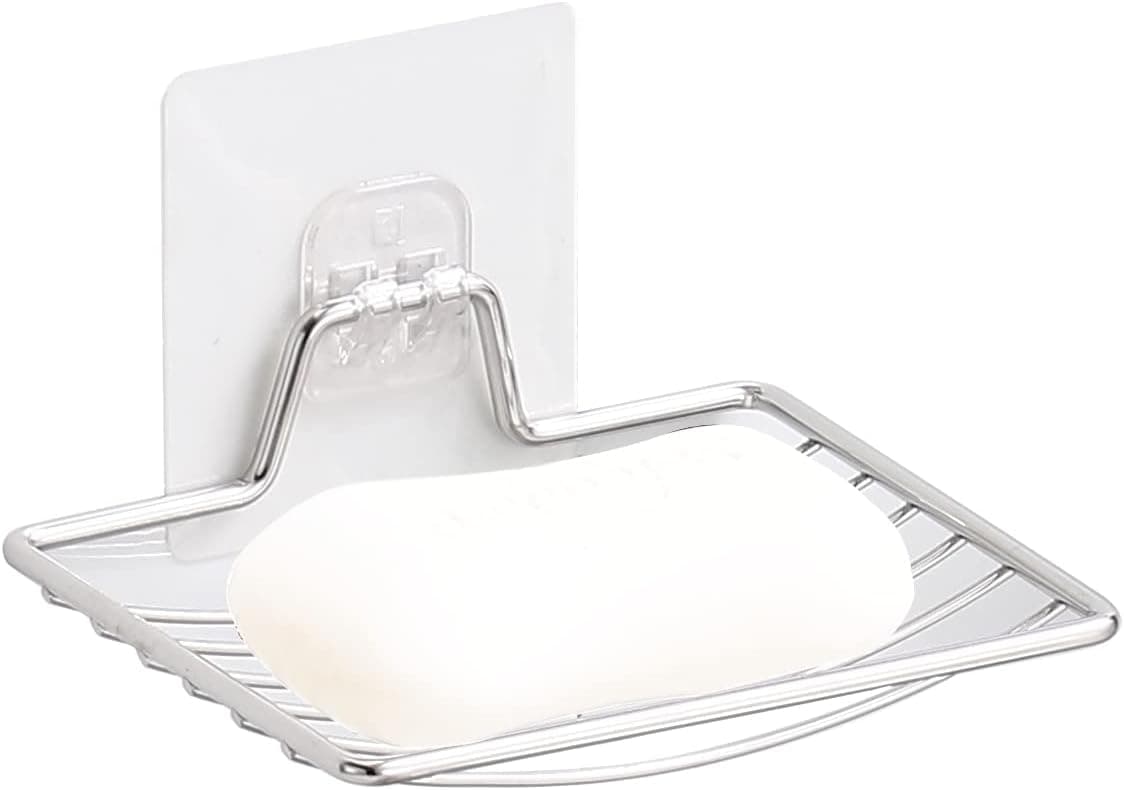 Rainspire Soap Dish Holder, No Drilling, 304 Rustproof Stainless Steel Soap Dish for Shower, Bathroom, Tub and Kitchen Sink (Silver)