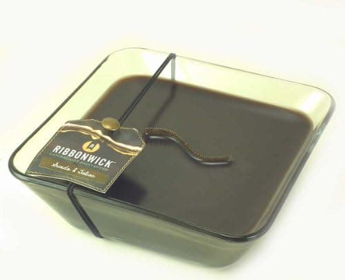Suede & Tabac Decor Glass Medium RibbonWick Scented Candle