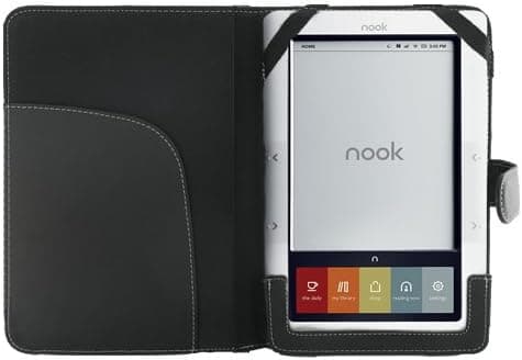 Black Leather Case/Cover for Barnes and Noble Nook eBook e-Reader