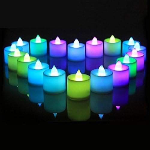 Toycol Little Bees 24Pcs Flameless Electric LED Tealight Fake Candles Flickering Realistic Battery Operated Tealight for Halloween Christmas Wedding Party Decorations Outdoor Multi-Color