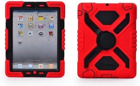 Authentic Spider-man Extreme-Duty Military Survivor Silicone Plastic Protective Case Dual Layer water/Dust/Shock/Sand Proof Absorbing Kid-proof With Wall/Glass/Wood Attachable Kids Children Gift Stand Designed For Apple iPad Mini/ Mini2/ Mini 2 (Red/black)