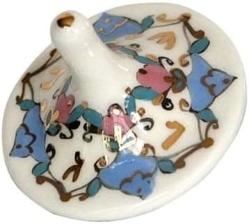 Hanukkah Chanukkah Dreidel Porcelain Hand Made MALI HIKRI Spinning Top 2" x 2.25"