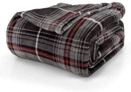 Mainstay Plush Blanket, (King, Grey Plaid)