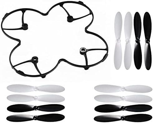 HobbyFlip Body Shield Guard 55mm Propellers Black/White 3 Sets of 4 Compatible with Hubsan X4 H107