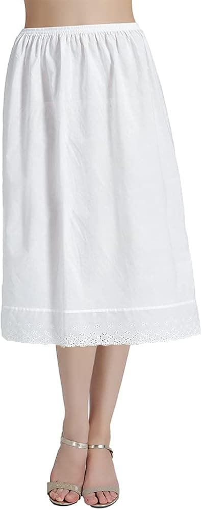 BEAUTELICATE Half Slip Skirt Extender with Lace Embroidery 100% Cotton Vintage Underskirt