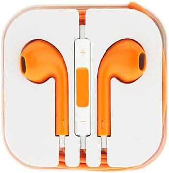 Orange Earphones Earbuds In-Ear for iPhone 5 5C 5S 6 6 Plus 6S 6S Plus Headphones Earbuds with Remote & Mic & Volume Control