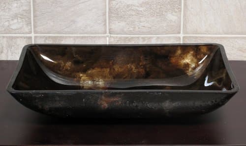 Bathroom Rectangular RE9019 Art Glass Vessel Vanity Sink +Free chrome Pop Up Drain