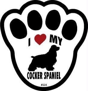 I Love My Cocker Spaniel Dog Pawprint Window Decal