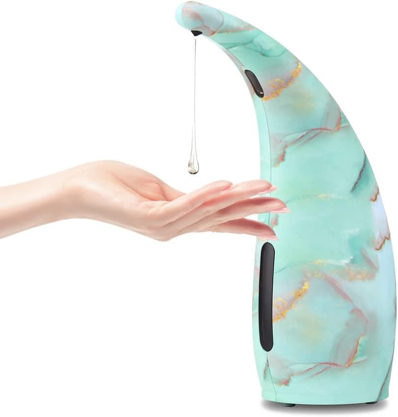10OZ Touchless Soap Dispenser, Automatic Liquid Dish Soap Dispenser for Home,Hospital, Office, Auto Hands Free Soap Dispenser for Kitchen and Bathroom, Light Green Marble