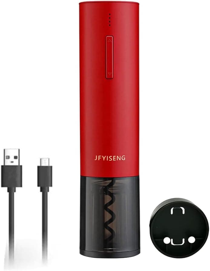 JFYISENG Rechargeable Electric Wine Bottle Opener, Lithum Battery Wine Opener Party Holiday Birthday Automatic Corkscrew Opener with Foil Cutter and Type C-USB Cable