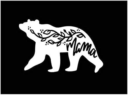 Mama Bear Vine Vinyl Decal | White | Made in USA by Foxtail Decals | for Car Windows, Tablets, Laptops, Water Bottles, etc. | 4.75 x 3.0 inch