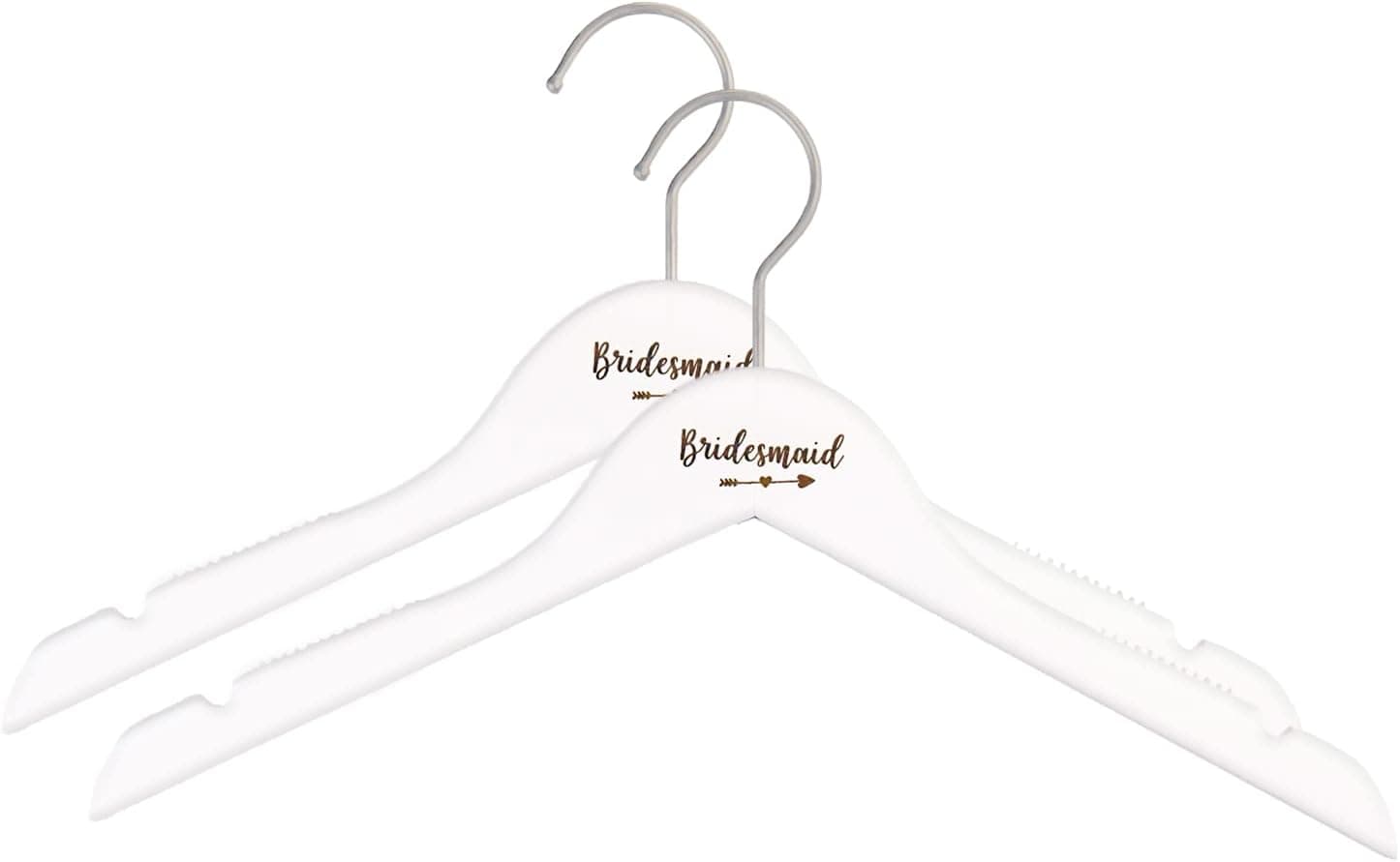 Wedding Hanger for Bridesmaid, Bridal Shower Dress White Wooden Hangers for Her and Girls, Wedding Ceremony Party Gift (2Pcs/Pack)
