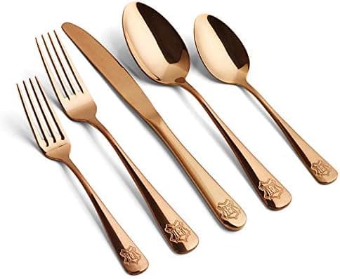 Harry Potter Hogwarts Dinnerware Rose Gold 5 Piece Flatware Cutlery Set Includes Forks, Spoons, and a Butter Knife