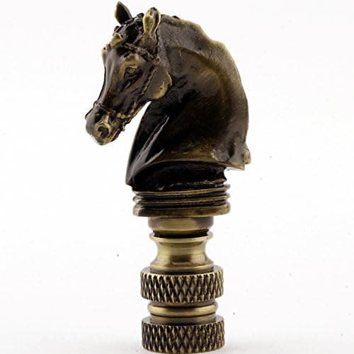 Stallion Lamp Finial in Antique Brass Finish - 2.25 Inches high