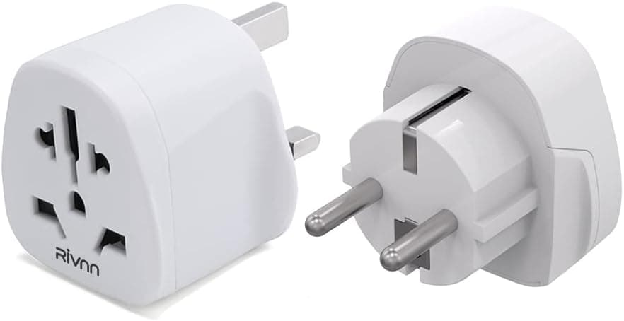 Rivnn 1 European and 1 United Kingdom Travel Plug Adapter Set - Dual Input for Europe and UK - Ultra Compact and Lightweight - Suitable for Most Countries Worldwide
