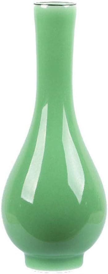 Celadon Vase,Jade Green Porcelain Flower Vase,7.5in/19cm Tall,2 Colors-Plum&Light Green,龙泉青瓷花瓶(弟窑) (Plum Green)