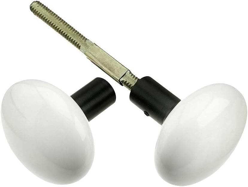 House of Antique Hardware R-01DE-1065-WHT-IRN - One Pair of White Porcelain Doorknobs with Iron Shanks