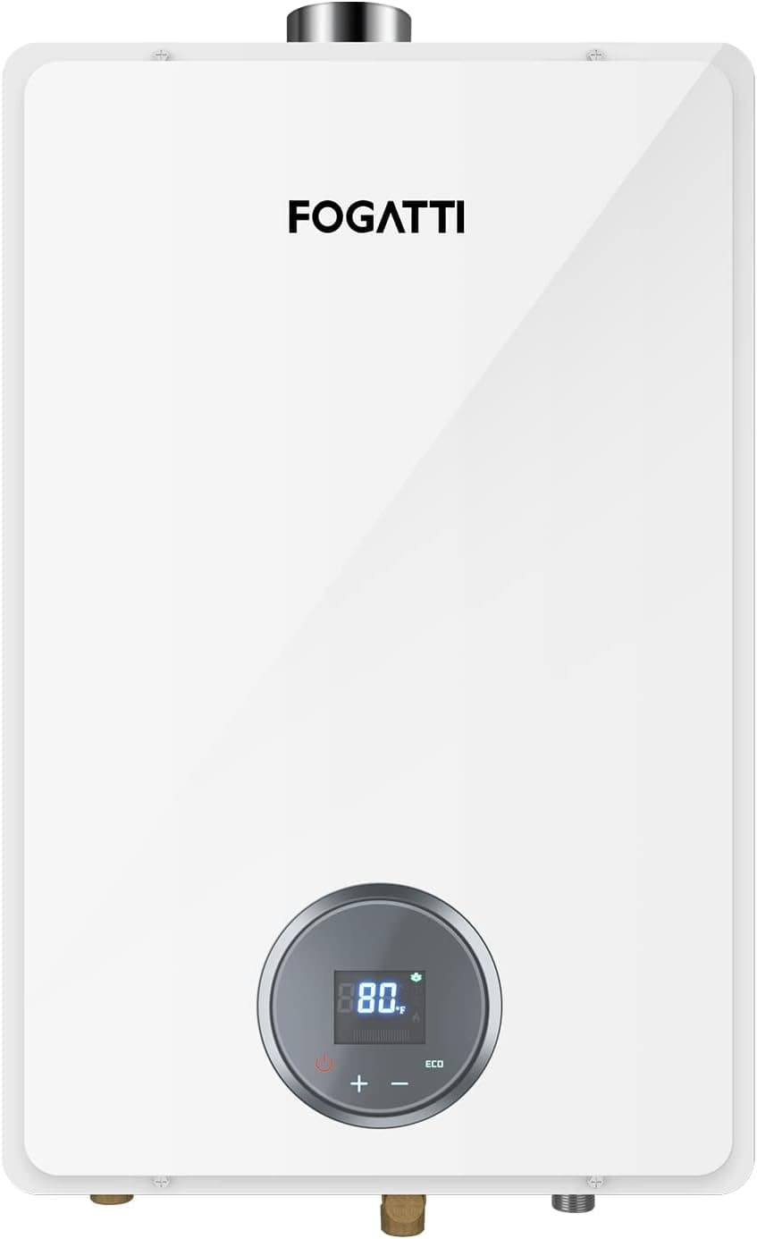 Gas Tankless Water Heater, Fogatti Indoor Natural Gas 7.0 GPM, 170000 BTU White