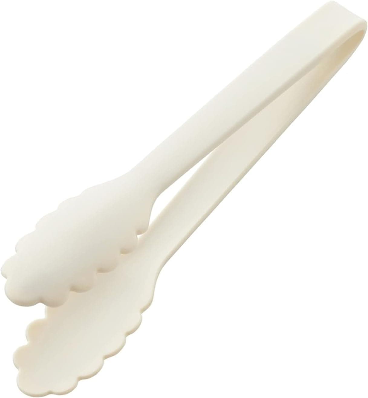 Okabe Tongs Non-Stick All Silicone Food Tongs One-Pieces Seamless Design Heat Resistant Kitchen BBQ Grilling Tong BPA Free, Ivory 7.0in