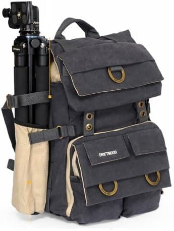 Derkang Driftwood DSLR SLR Camera Shoulder Bag Backpack Racksack Bag for Sony Canon Nikon Olympus Pentax 14" Laptop UMPC (Black)