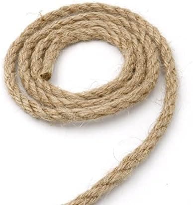 66 Feet 6mm Jute Rope 3 Ply ,100% Natural Thick Jute Hemp Rope Strong String Craft Twine for DIY & Arts Crafts, Packing Bundling