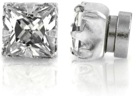 Jamal's Square Cut CZ Magnetic Earrings - 5mm