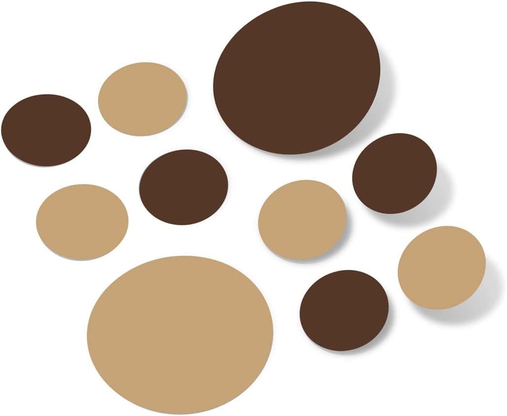Chocolate Brown/Light Brown Vinyl Wall Decals (30 Decals) - Polka Dots Stickers - Removable Adhesive Safe on Smooth or Textured Walls Round Circles Bathroom Kids Room Birthday Gift Classroom Playroom Nursery Decor Peel and Stick
