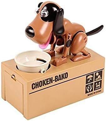 Sizet Mechanical Save Adorable Robotic Hungry Dog Saving Bank Coin Gift Box Collection Piggy Bank