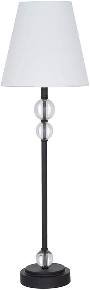Amazon Brand – Ravenna Home Glass Stacked Ball Buffet Table Lamp with LED Light Bulb - 31 Inches, Dark Bronze with White Linen Shade