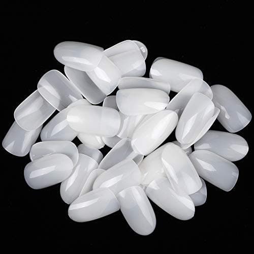 500pcs Oval Nails Tips Press on Nails Natural Full Cover Acrylic Nails Round False Nails 10 Sizes Beauty DIY Nail Art Tools for Manicure Nails Art Salon with 10 PCS Nail Strapping Tapes