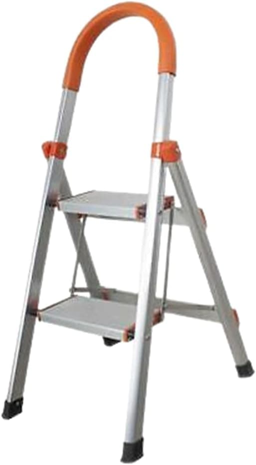 Folding Step Stool 330 Lbs Max Capacity Portable Non Slip 2 Step Ladder Orange & Silver