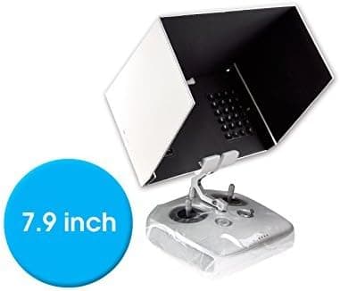 Accessorizes FPV 8" Tablet, iPad Mini 3, iPad Mini 2, iPad Mini Monitor Sunshade Sun Hood for DJI Phantom 3 Transmitter Remote Controller Quick Release iPad Holder Clip Mount - White
