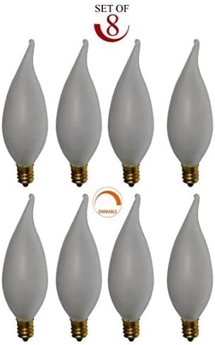 SLEEKLIGHTING Flame Tip Chandelier Bulb (40W/120V) – Pack of 8 (Frosted)