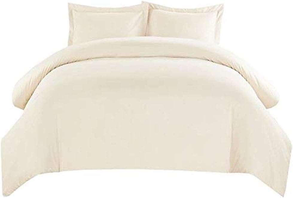 Royal Hotel's Solid Ivory 550-Thread-Count 3pc Full/Queen Duvet-Cover 100-Percent Cotton, Sateen Solid