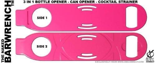 Barwrench 3 in 1 - Bottle Opener, Can Opener and Strainer - Hot Pink