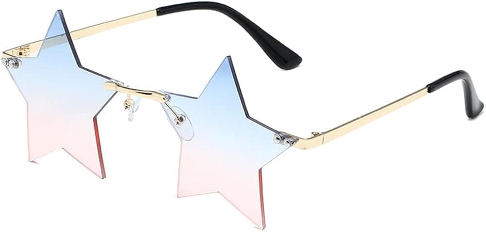 LASPOR Rimless Star shape Sunglasses for women/men Frameless Party glasses Super Cute Vintage Retro Pentagram Eyewears