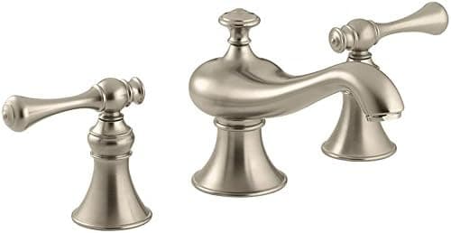 Wovier Brushed Nickel Waterfall Bathroom Sink Faucet,Two Handle Three Hole Vessel Lavatory Faucet,Widespread Basin Mixer Tap