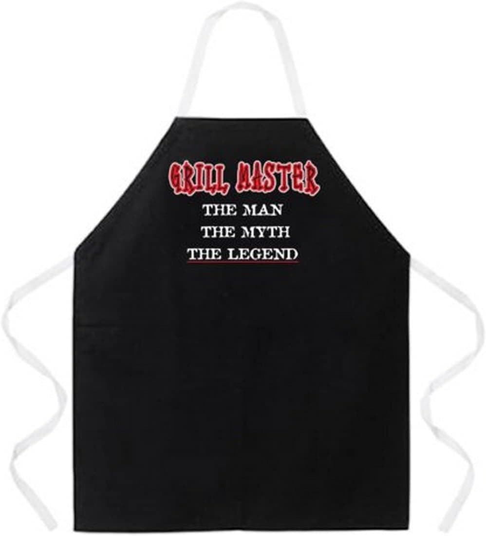 Attitude Aprons Fully Adjustable "Grill Master Man Myth Legend" Apron, Black