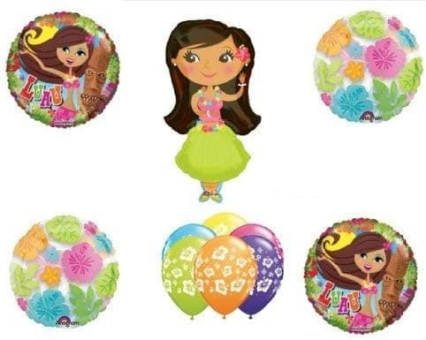 HULA GIRL LUAU TROPICAL BEACH Happy Birthday PARTY Balloons Decorations Supplies