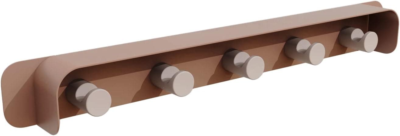 MPK Wall Hook Rack, Decorative Modern Wall Mounted Coat Hook Rack, Heavy Duty Metal 5 Hooks Rail of Ceramic-Like Coating for Bathroom Kitchen Bedroom
