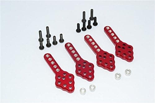 Axial SCX10 Upgrade Parts Aluminum Front & Rear Adjustable Damper Mount With Multiple Holes (Upward & Downward The Chassis) - 2 Prs Red