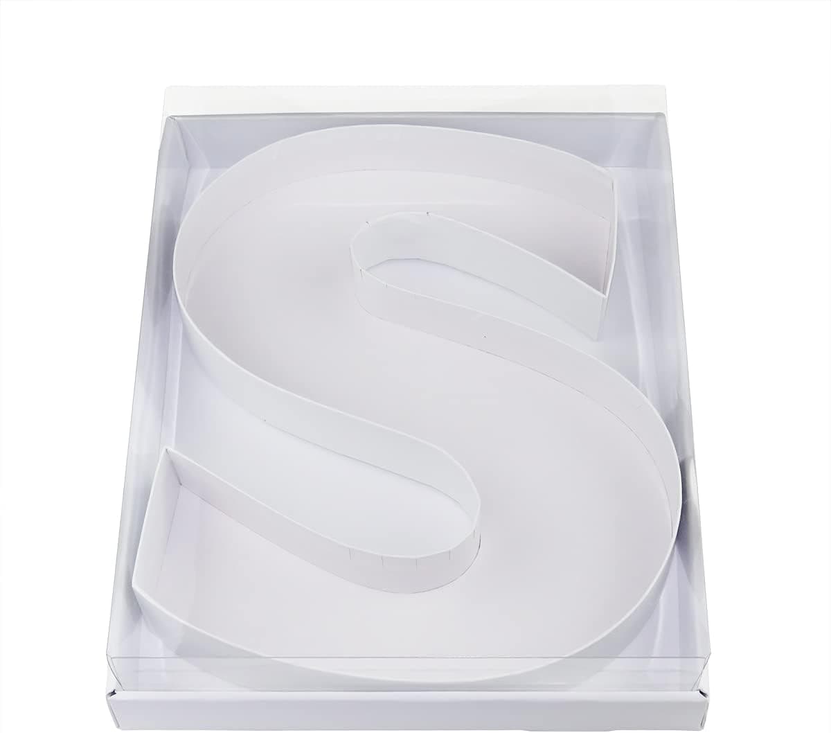 WENPACK 12" Cardboard Letter Shaped Mache Decorative Strawberries Fillable Sweets Candy Box with Clear Lid (White, S)