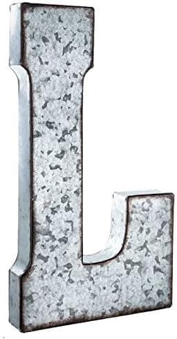 Huge 20" Metal Alphabet Wall Décor Letter L Rusted Edge Galvanized Metal