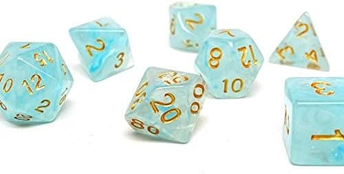 Polyhedral Dice Set - Frosted Ice Blue Glacier - 7 Piece Pristine Edition - Hand Checked Quality