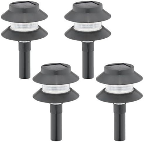 Malibu 4 Pack Solar Plastic Tier Landscape Lights with Amber LED, Black #LZ1-4