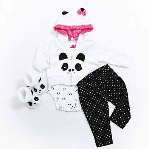 Medylove Reborn Baby Doll Clothes for 20-23 inch Reborn Doll Girl Panda Outfit Accessories 4pcs Reborn Baby Matching Clothes